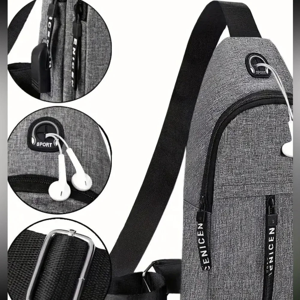 New! Boss Bags Waterproof Nylon Sling Bag Backpack Gray Mens Travel Work School